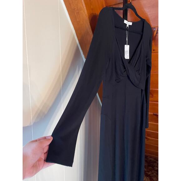 Favorite Daughter The Rosie Twist Midi Dress in Black NWT sz L - Picture 8 of 9